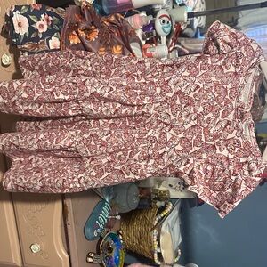 Floral Red and White Dress